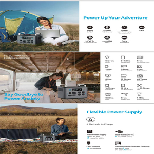 1500W Portable Power Station 1200Wh Battery Modified Sine Wave MPPT <b>Solar</b> <b>Generator</b> Emergency Power External Battery Tx1500 - Product Image 2