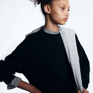 Ensemble haut court et jogging en coton à col ras du cou vert personnalisé Ensembles sweat-shirt 2 pièces pour femmes - Product Image 2