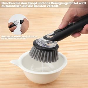 25*7.5*3cm Multi-Functional Plastic <b>Cleaning</b> <b>Brush</b> Dispenser <b>for</b> Kitchen Black Rinse Dish <b>Brush</b> <b>for</b> Pot Pans and Detergent - Product Image 3