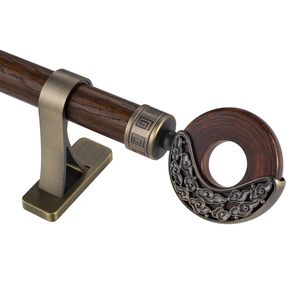 Tringle à rideaux ZSTARR en aluminium imitation bois, aspect naturel rustique, légère, antirouille, design simple et unique pour rideaux - Product Image 1