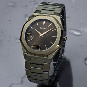 Relojes de cuarzo Unisex con movimiento japonés, pulsera de acero inoxidable de lujo