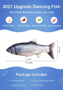 Petdom oyuncak Kicker balık gerçekçi peluş interaktif komik elektrikli hareketli balık kedi oyuncak disket balık interaktif kedi oyuncak - Product Image 2