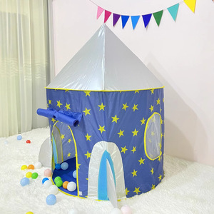 Tienda de campaña infantil con forma de cápsula espacial azul con estrellas, casa de juegos interior para niños y niñas, unisex, de tela con diseño de dibujos animados. - Product Image 2