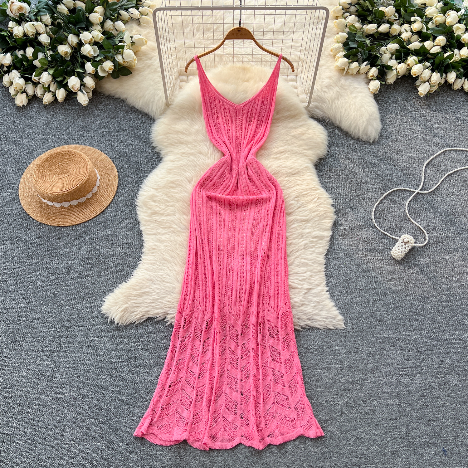 2025 Summer Korean Tunic Slim Knit Midi Dress For Women Empire Hollow Out Lace Dress| Alibaba.com 2025 Summer Korean Tunic Slim Knit Midi Dress For Women Empire Hollow Out Lace Dress| Alibaba.com