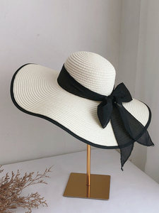 Outdoor Handmade Foldable Wide Brim Straw Sun Beach Hat Summer Beach <b>Big</b> Floppy Straw Hats With <b>Bow</b> - Product Image 6