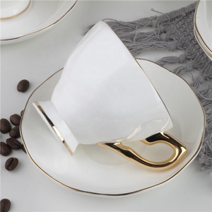 New Design 15 Pcs Luxury European Style White Color Golden Edge Ceramic Coffee <b>Tea</b> <b>Sets</b> - Product Image 3