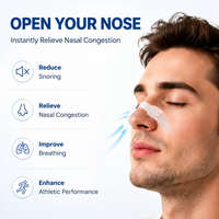 Bandes nasales personnalisées extra résistantes pour la respiration, le sommeil, le sport, adhésives, hypoallergéniques, transparentes, résistantes à la transpiration