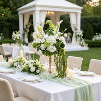 Beliebteste 50cm Weiß-Grüne Künstliche Rose Hortensie Calla-Lilie Künstliche Blumenkugel für Bankett Sweetheart-Tisch-Dekoration