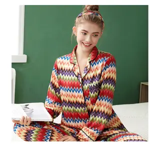 Pyjama en soie glacée pour femmes, vêtement personnalisé avec bandeau, tenue Sexy, en Satin véritable, été 2021