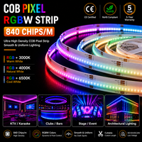 Bande lumineuse LED COB RGBW intelligente, synchronisation Wi-Fi, mélange de couleurs fluide, lumière du jour 6000K pour l'éclairage paysager de la maison intelligente