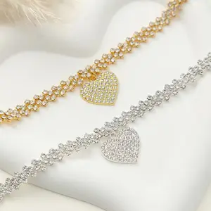 Trendy Beach Diamond Creative Feet Chain Fashion Water Diamond Love Pendant Feet Decoration