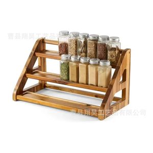 Wooden Spice <b>Rack</b> 2 Tier Standing Multi Layer <b>Storage</b> For <b>Kitchen</b> Condiment Bottles Tidy Organizer - Product Image 3