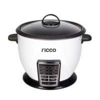 RC-220E Cuiseur à riz électrique numérique 2,2 L 900 W 12 tasses avec couvercle en verre, cuve intérieure antiadhésive, spatule et tasse doseuse en noir