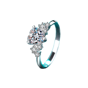 Etelleza Romantic Heart Shaped Moissanite Wedding Engagement <b>Ring</b> for Women Rhodium Plated Prong <b>Set</b> 925 Sterling <b>Silver</b> Fine - Product Image 1