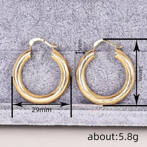 Orecchini a cerchio placcati in oro Reyzon, lega di zinco, stile classico, gioielli di moda unisex E4452 - Product Image 6