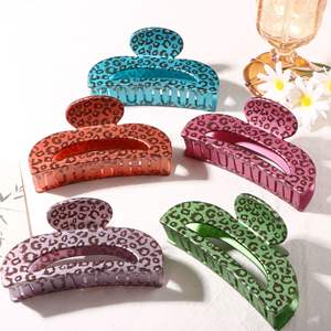 Pinza de Pelo Redonda con Diseño de Leopardo, Estilo Vintage Europeo Americano, Accesorio Popular de Otoño para Mujeres y Niñas - Product Image 1