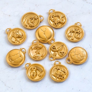 Colgante de Acero Inoxidable Personalizable con <span class=keywords><strong>Signo</strong></span> Zodiacal, Chapado en Oro de 18K, Resistente al Agua, Accesorios para Pulseras y Collares, Dijes de Joyería DIY - Product Image 5