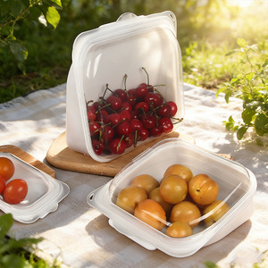 Bolsas de silicona para almacenar alimentos, juego grande, mediano y pequeño, transparentes, reutilizables, aptas para refrigerador, para preparar comidas - Product Image 3