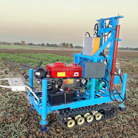 Profondeur de forage personnalisée en usine 100m 150m 200m Mini machine de forage de puits d'eau à moteur diesel portable sur chenilles 25 ch