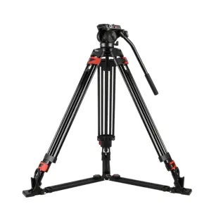 Sıvı kase kafa ve zemin serpme ve çanta ile alüminyum Video Tripod kamera DV Brocasting için maksimum yük 15 kg