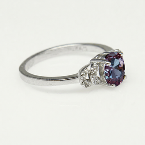 <b>Alexandrite</b> <b>Ring</b> Oval Cut Silver Vintage <b>Alexandrite</b> <b>Engagement</b> <b>Ring</b> Solid Silver Art Deco Lab <b>Alexandrite</b> Bridal <b>Ring</b> for Her - Product Image 1