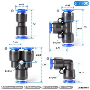 Pneumatic <b>Quick</b> Couplers 6mm Kit 40pcs Straight Elbow Tee <b>Connector</b> Engineering Plastics Pneumatic Parts - Product Image 5