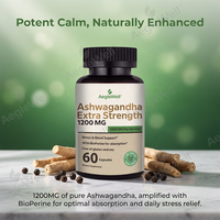 Capsules d'extrait d'Ashwagandha AegleWell OEM avec BioPerine pour une absorption améliorée, soutien naturel au bien-être à base de plantes