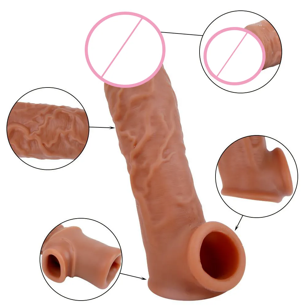 Préservatifs pour hommes gode rehausseur Sex Toys Extension de pénis réaliste en silicone réutilisable