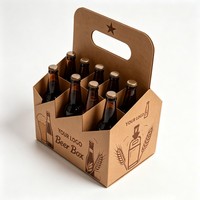 Caja de Cartón Kraft con Logotipo Personalizado para 4/6 Bebidas, Porta Botellas de Cerveza, Caja para Botellas de Vino