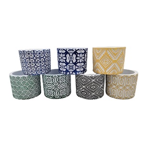 Offre Spéciale petit Pot de <span class=keywords><strong>fleur</strong></span> en béton à Base ronde jaune à Texture de treillis - Product Image 2