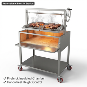 Parrilla de Carbón Moderna de 40 Pulgadas, Cesta de Acero Inoxidable para Asar, Encendido Electrónico, Dispositivo de Seguridad contra Llamas, Estilo Santa Marí<span class=keywords><strong>a</strong></span> Argentina - Product Image 1