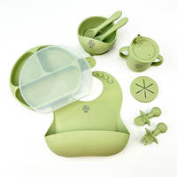 Ensemble d'alimentation pour bébé en silicone avec logo personnalisé Yuye, pour tout-petits, boîte cadeau, assiette à ventouse, bol, bavoir, cuillère, fourchette