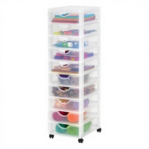 Unité <span class=keywords><strong>de</strong></span> <span class=keywords><strong>rangement</strong></span> en <span class=keywords><strong>plastique</strong></span> Iris Ohyama avec <span class=keywords><strong>roulettes</strong></span>, 10 tiroirs peu profonds, poignées faciles <span class=keywords><strong>à</strong></span> tirer, multifonction, format A4 A5, pour bureau, maison, école - Product Image 3