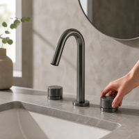 Robinet de lavabo haut de gamme anti-traces de doigts, mitigeur de lavabo à double poignée, robinet de lavabo de salle de bain, design à poignée moletée