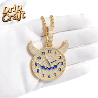 Liontin Jam Unik Hip Hop, Emas, Perak, Rose Gold, Kalung Niche Hip Hop, Bertabur Berlian, Rantai Kuba, Modis dan Mewah