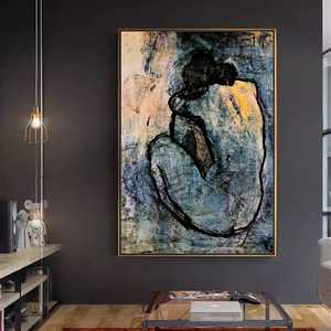 Peinture à l'huile abstraite peinte à la main, motif islamique <span class=keywords><strong>Guernica</strong></span>, art mural sur toile, décoration de maison pour le Ramadan - Product Image 2
