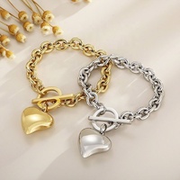 Article tendance, chaînes minimalistes multifonctionnelles en forme de O, fermoir OT, cœur, plaqué or 18 carats, acier inoxydable, bijoux de mode pour femmes, bracelets