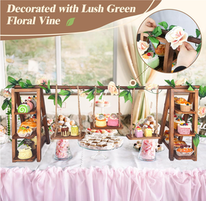 Plateau de service en bois écologique à 3 niveaux, ensemble de présentoir à dessert à double couche, étagère en bois massif pour plateaux de rangement - Product Image 1