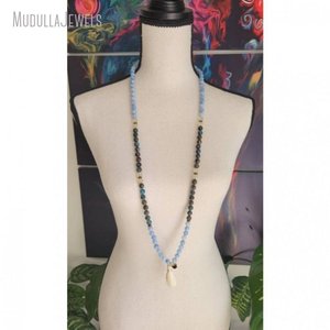 MN44282 Collana Naturale per Yoga e Meditazione con 108 Perle di Acquamarina, Gioiello Regalo per Lei, per Uso Quotidiano - Product Image 6