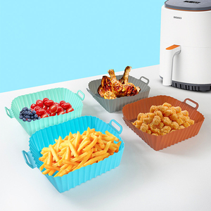 Compatible Food Grade <b>Square</b> Air Fryer Silicone Plate with Two Handles - Product Image 5