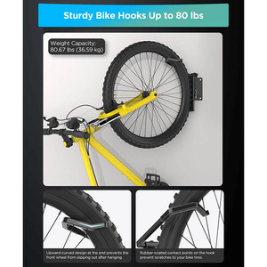 Magasin de vélos personnalisé JH-Mech Rangement compact peu encombrant Gros pneu <span class=keywords><strong>Support</strong></span> <span class=keywords><strong>mural</strong></span> <span class=keywords><strong>vertical</strong></span> solide en métal pour vélo - Product Image 4