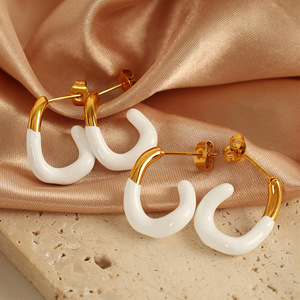 ต่างหูแบบห่วงรูปตัวยูโลหะผสมสังกะสีต่างหูแฟชั่นสำหรับผู้หญิง EH740 - Product Image 2