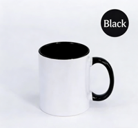 Mug en céramique coloré à intérieur et poignée colorés, rose, bleu, rouge, coloré, vierge, enduit, pour transfert thermique, avec logo personnalisé par sublimation