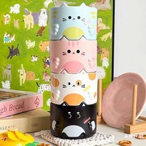 Tazza in Ceramica con Orecchie di <span class=keywords><strong>Gatto</strong></span>, 300ML, Impilabile, Bicchiere Creativo con Manico in Rame - Product Image 2