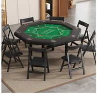 Table de poker pliante octogonale Hanhong avec bord rembourré, 8 porte-gobelets, pliable et portable pour la maison, les clubs, les salles de jeux multifonctionnelles