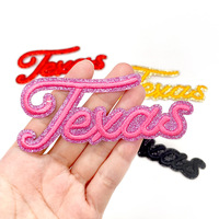 Patch brodé thermocollant personnalisé à paillettes, bordure scintillante, motifs Texas, applique pour la décoration de jeans, chapeaux et vêtements