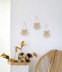 Bộ 3 dễ thương macrame kỳ nghỉ đồ trang trí Boho hình học nghệ thuật dệt xe gương quyến rũ Mini macrame treo tường - Product Image 4