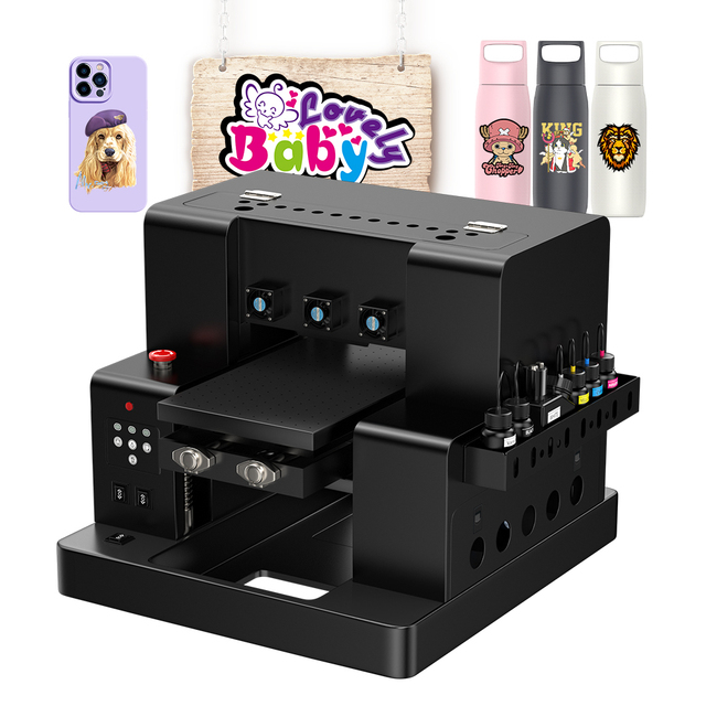 A4 Flatbed Digital Cylinder UV Printing Machine L805 Print Head Uv Printer 3D Emboss Led Lenticular A4 Uv Printer for Sale