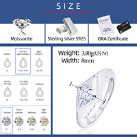 3,5 Karat Moissanit-Diamant im Rhombus-Schliff, 925 Sterling Silber Ehering, Jubiläums-Verlobungsschmuck, Geschenk für Frauen