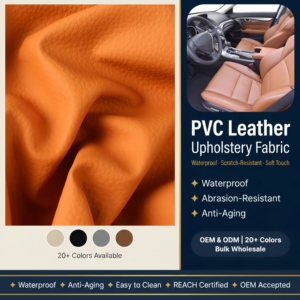 ผ้าหนังเทียม PVC เป็นมิตรกับสิ่งแวดล้อม กันน้ำ ยืดหยุ่นได้ เหมาะสำหรับเบาะรถยนต์ โซฟา และเฟอร์นิเจอร์ - Product Image 1